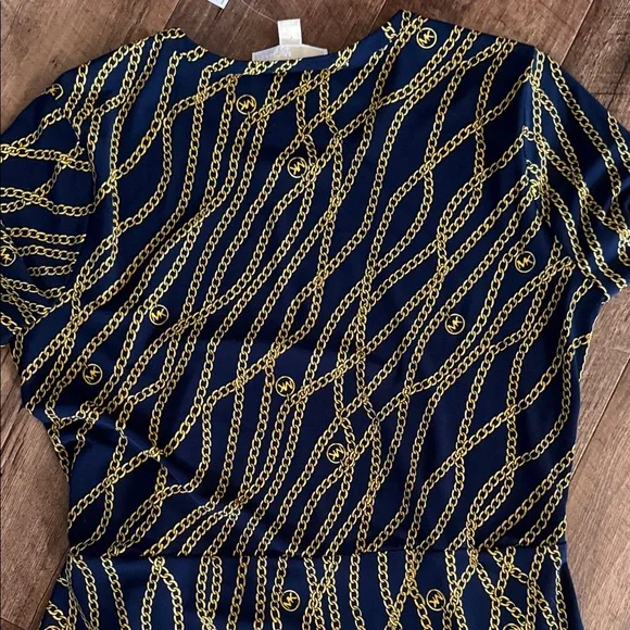 Michael Kors Navy and Gold Chain Pattern Dress - Picture 8 of 8